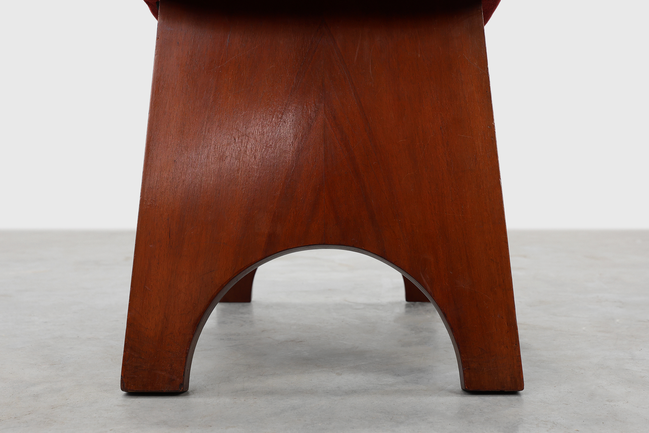 Art Deco Red Reupholstered Stool, Belgium ca. 1920 thumbnail